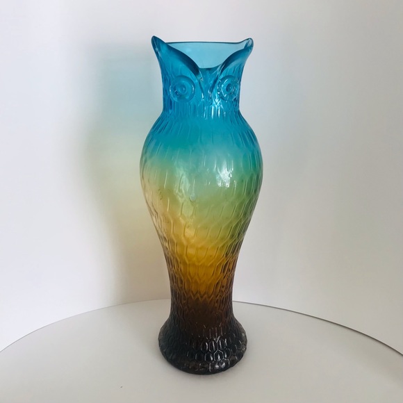 1970s Gradient Murano Glass Sculpted Owl Vase Vintage Excellent Condition! 14.5” - Picture 10 of 15